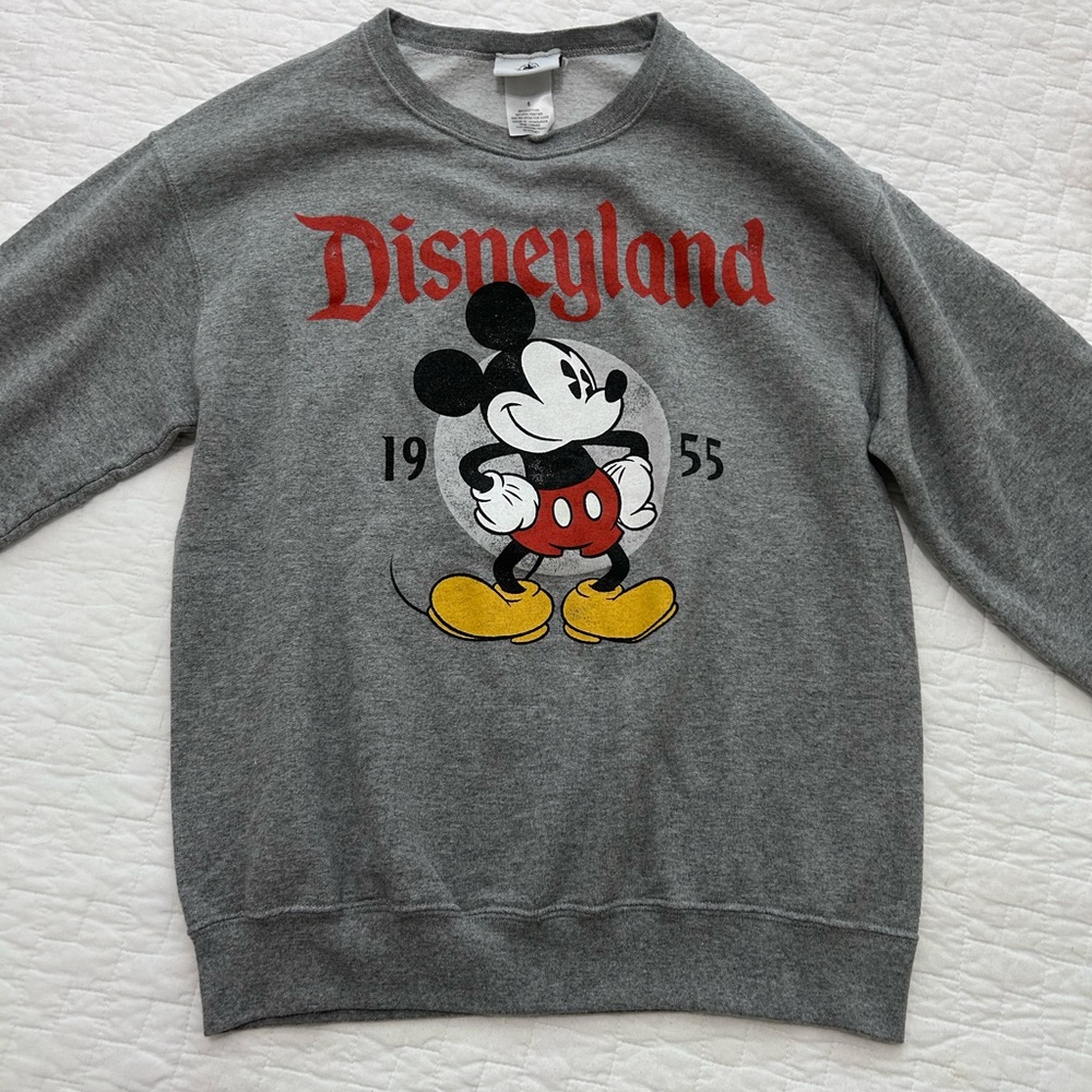 Disney Gray Disneyland Mickey Mouse Crewneck Sweater